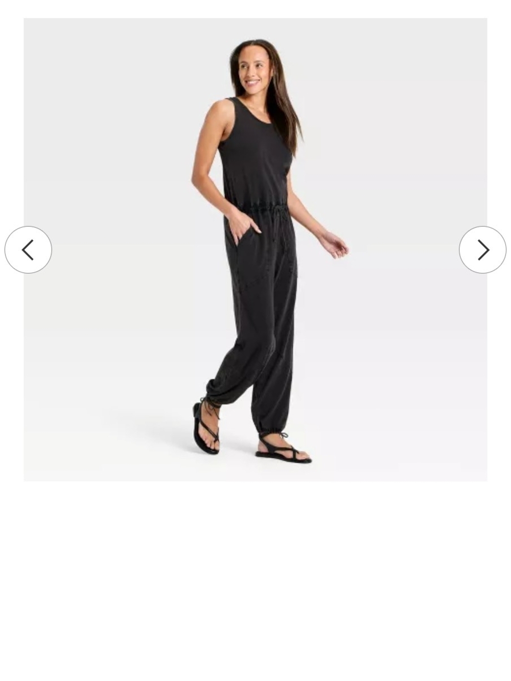 Universal Thread Black Gauze Wide Leg Sleeveless Jumpsuit Size M V Neck Cotton